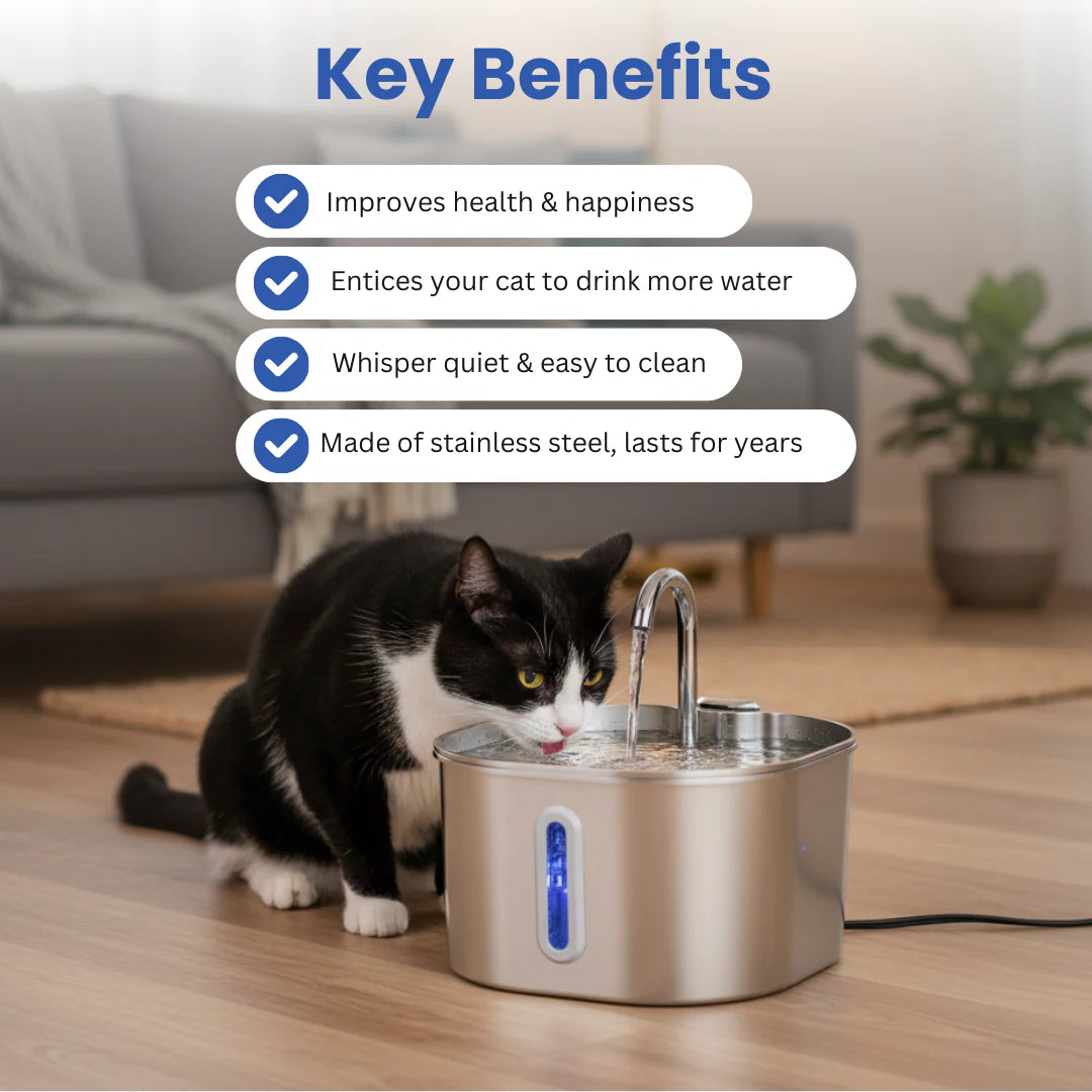 PuraFlow - Stainless Steel Cat Water Fountain